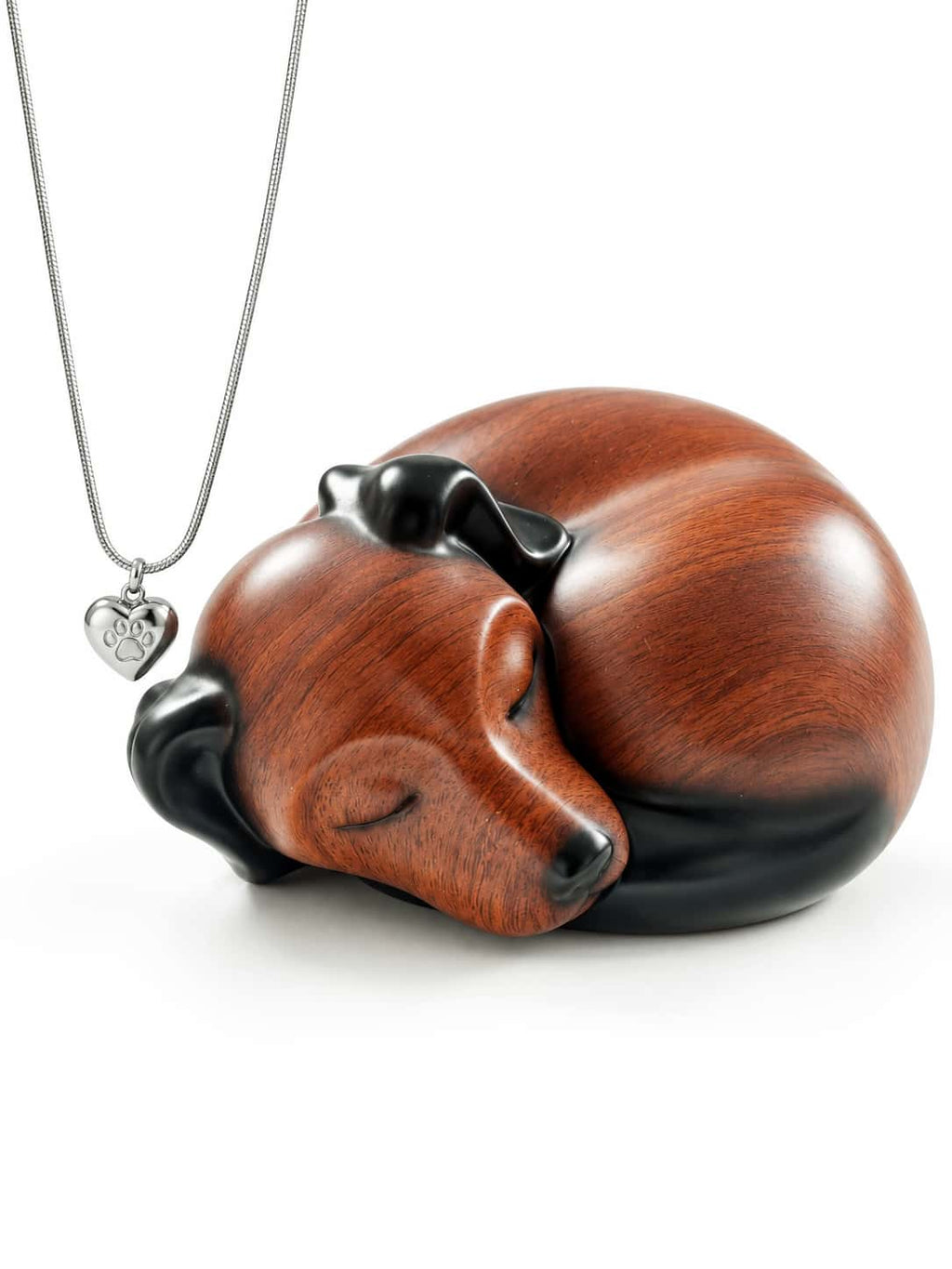The "Always with You" Memorial Set | Serene Dog Urn & Paw Print Heart Urn Necklace