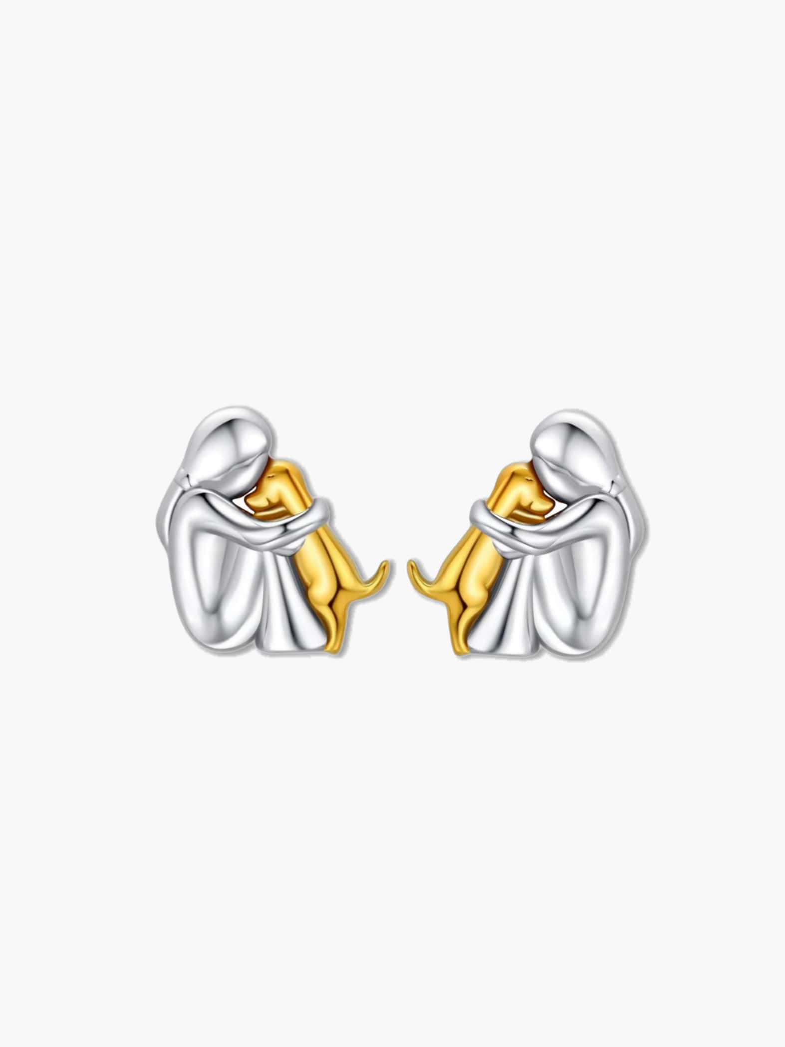 Dog earrings on a white background