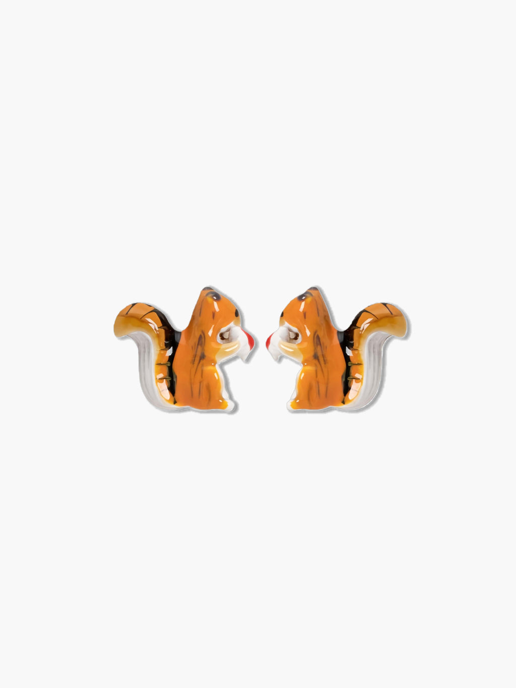Squirrel earrings on a white background