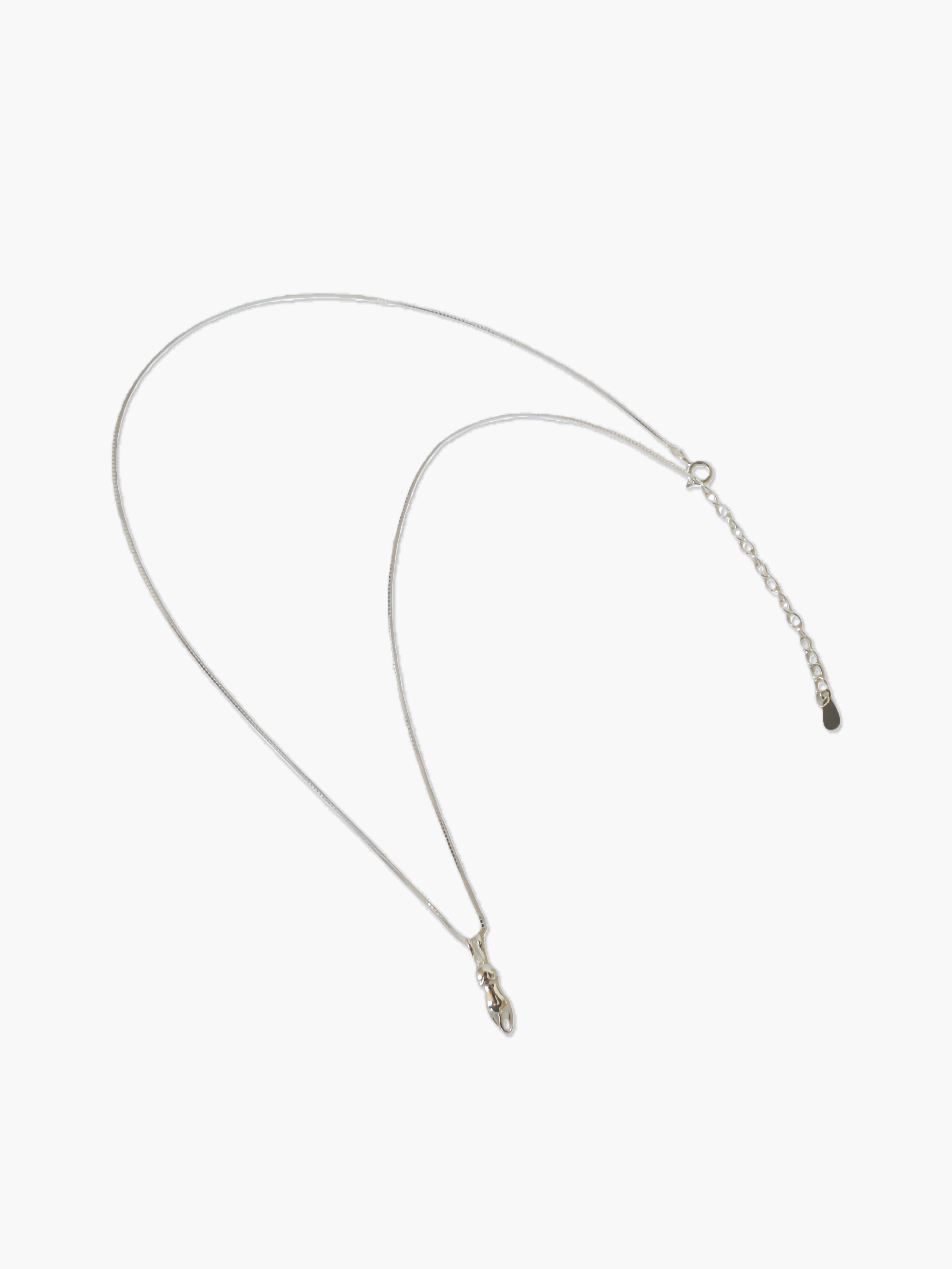 sterling silver cat-shaped necklace on a white background