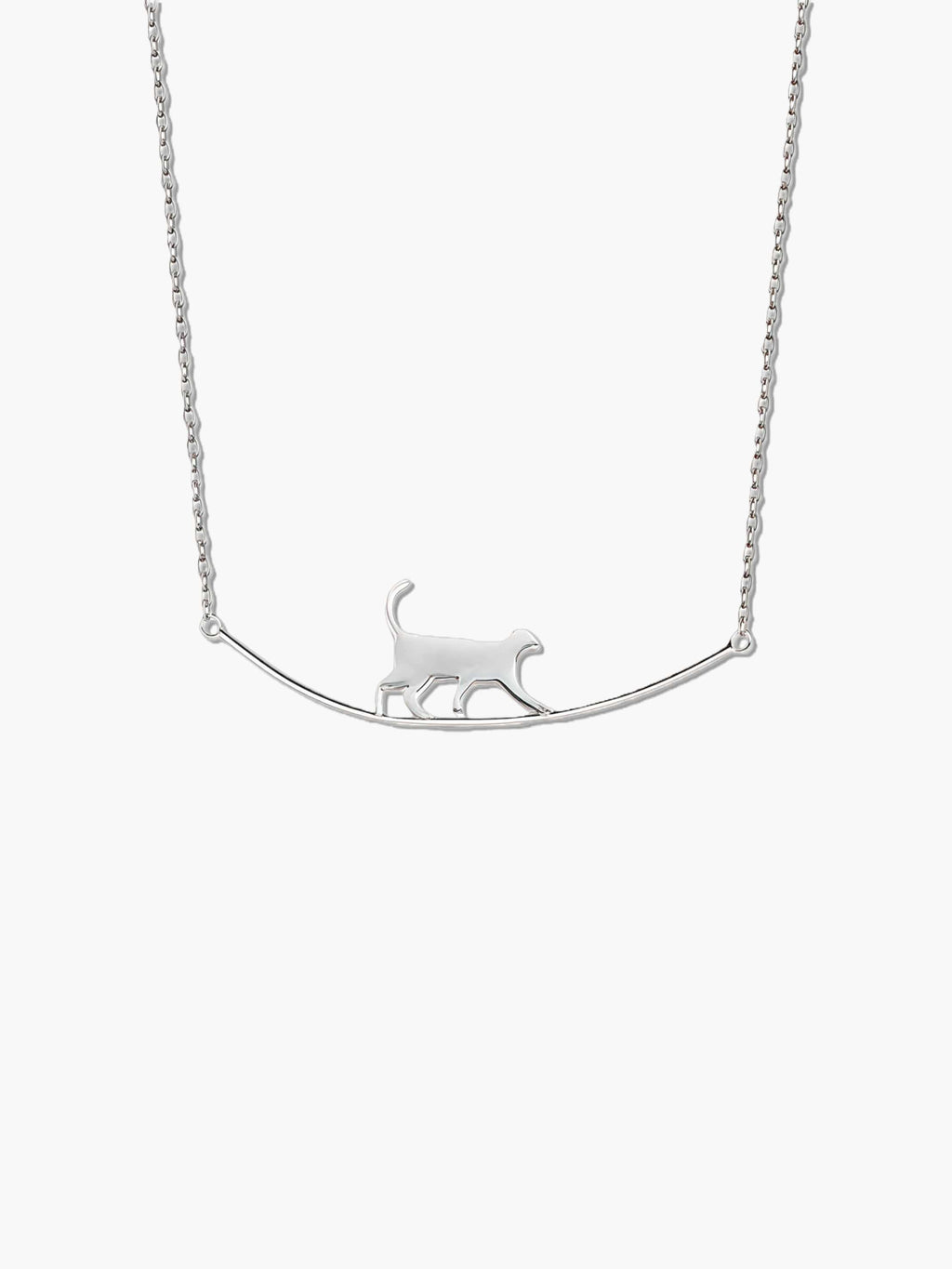 sterling silver cat chain necklace on a white background