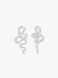 sterling silver snake earrings on a white background