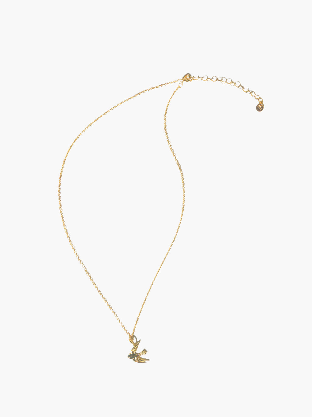 gold necklace with a small pendant on a white background