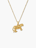 Vertical studio shot of the gold tiger necklace against a clean white background