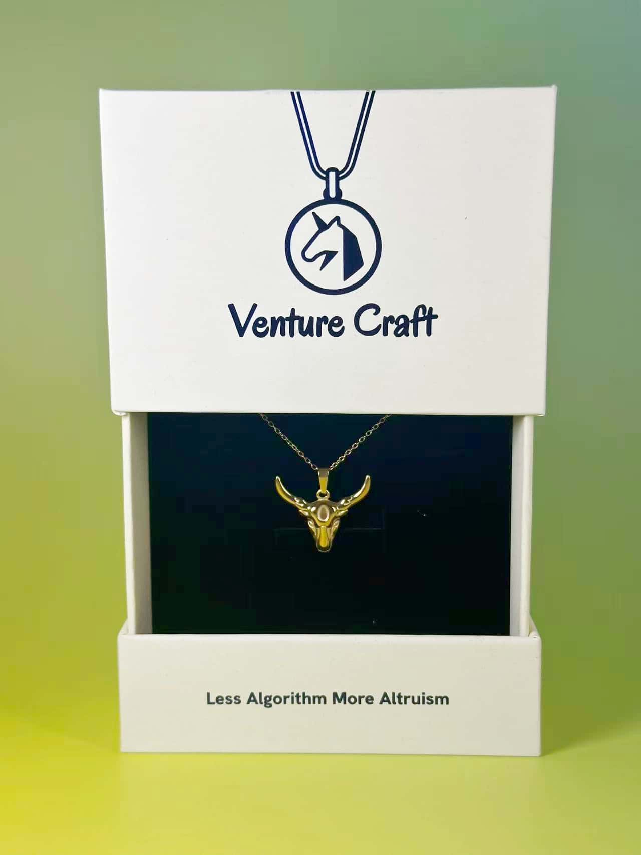 The premium stainless steel pendant necklace beautifully presented inside the signature Venture Craft gift box