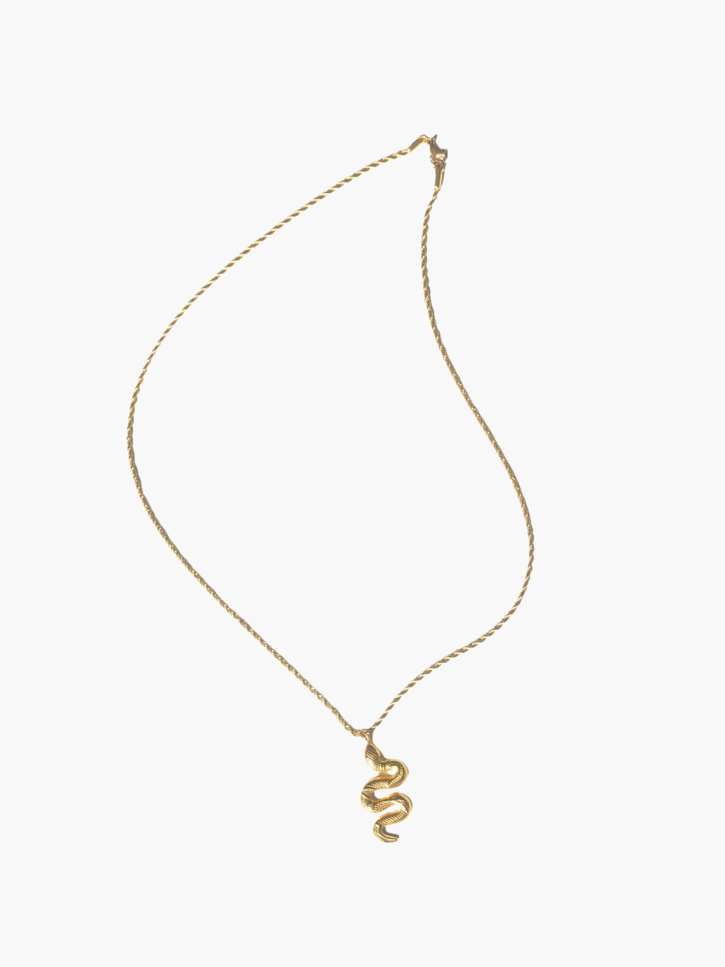 gold snake necklace on a white background