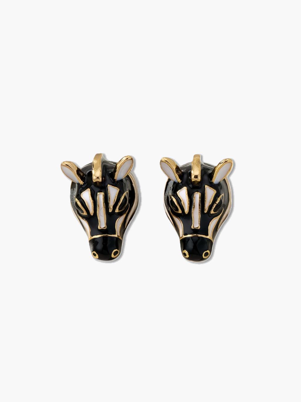 Pair of zebra earrings on a white background