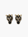 Pair of zebra earrings on a white background